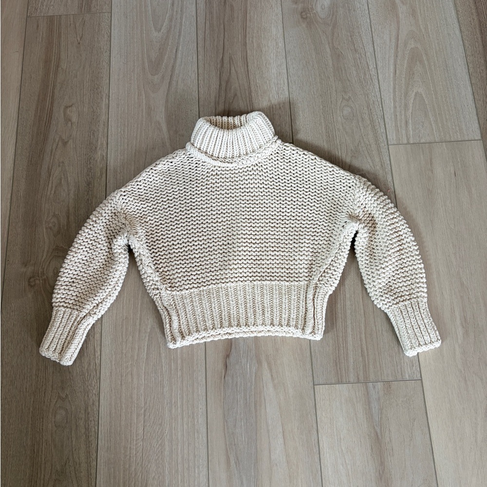 Free People My Only Sunshine Sweater Womens Sz XS Cream Chunky Knit Mock Neck